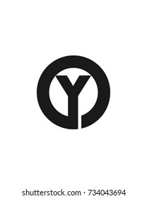 Y initial circle company logo black