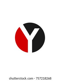 Y initial circle company logo black red