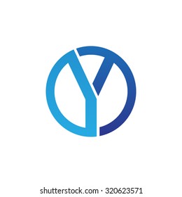 Y initial circle company or YO OY logo blue