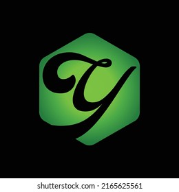 Imagen del vector del logotipo del haxagon verde inicial