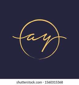 A Y Initial with handwriting and brush concept. handwriting logo of initial signature, wedding, fashion, jewelry, boutique, and botanical with creative template for any company or business -vector