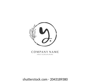 Y Initial handwriting or handwritten logo for identity. Logo with signature and hand drawn style.