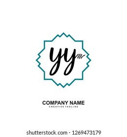 Y Y Initial Handwriting Logo Template Vector 
