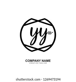 Y Y Initial Handwriting Logo Template Vector 