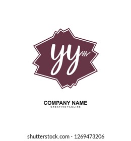 Y Y Initial Handwriting Logo Template Vector 