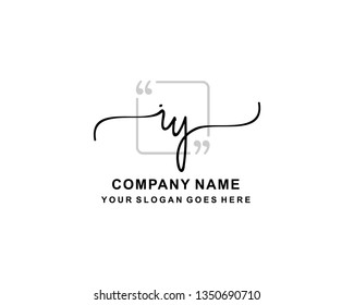 I Y Initial Handwriting Logo Template