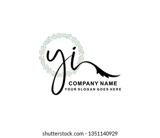 Y I Initial Handwriting Logo Template