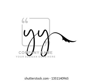 Y Y Initial Handwriting Logo Template