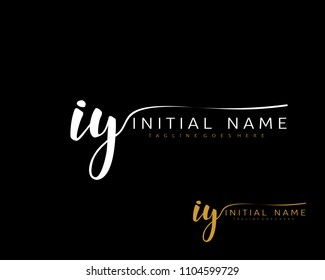 I Y Initial handwriting logo vector. Hand lettering for designs.