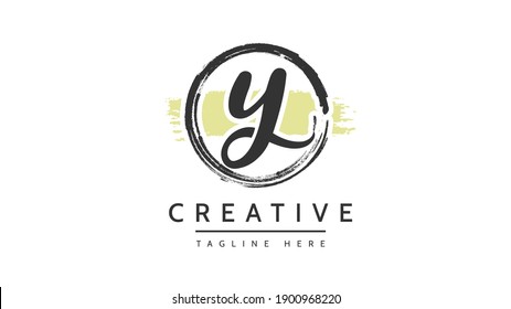 y Initial handwriting logo vector