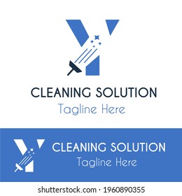 Y Letra inicial Servicio de limpieza Idea de logotipo moderno simple. Plantilla del logotipo de la empresa de servicios de limpieza, renovación y mantenimiento. Limpiador de limpieza desinfectante al por menor Modelo de vector de logotipo comercial