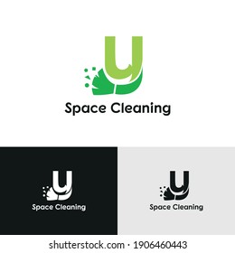 Y initial letter combine with broom for cleaning service, house maintenance, repair, housecleaning, logo vector template concept