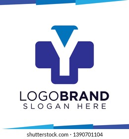 Y Initial Letter cross medical logo vector template