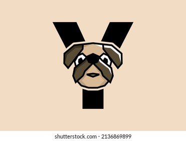 Y initial letter with cute doggy head design
