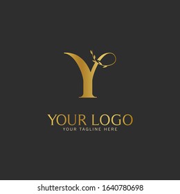 Y Initial letter Gold Logo Icon classy gold letter suitable for boutique restaurant wedding service hotel or business identity.
