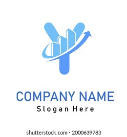 Y Initial Letter Graph Upward Grow Up Logo Idea for Finance, Accountant, Management, Trading, Economy Business Company Brand Logo