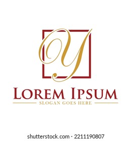 Y Initial letter handwriting and signature logo. A concept with template element.