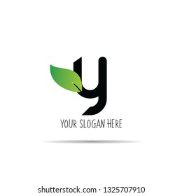 y initial letter logo eco with green leaf simple 25