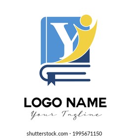 Y initial Letter Modern Simple Education, Library, Bookstore, Bookshop, Literature Logo template. E learning startup mobile application Logo Identity