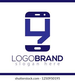 Y Initial letter with Smart phone logo icon vector