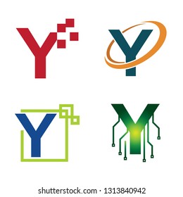 Y Initial Letter Technology Logo Symbol Collection