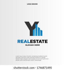 Y Initial logo concept with building template vector.