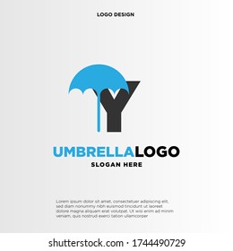 Y initial logo design with an umbrella