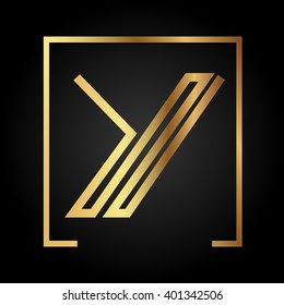 Y initial logo, golden, square frame