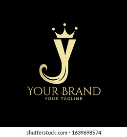 Y initial logo with hair and crown in elegant style