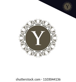 Y initial logo. Luxury ornament crown logo