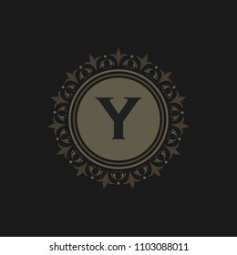 Y initial logo. Luxury ornament crown logo.