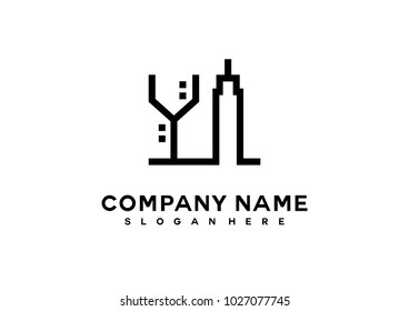 Y I initial logo template vector