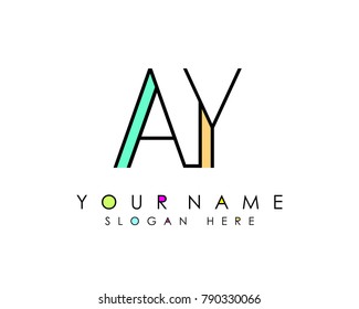 A & Y initial minimalist logo template vector