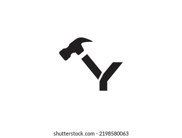 Y Initial Monogram Letter y Logo Design Vector Template y Hammer Letter Logo Design