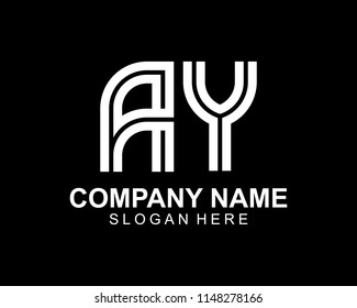 A Y Initial outline logo template vector