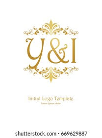 Y & I initial wedding logo template vector