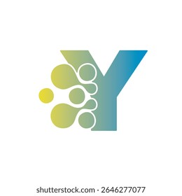 Y initials dot technology connection vector logo design