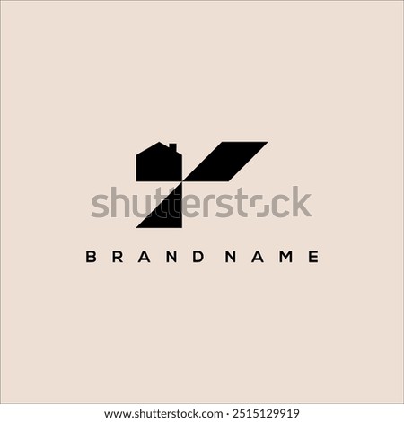 Y initials and real estate construction logo. Y element roof house