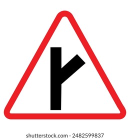 Y inter section warning sign, red triangle, black arrow, traffic symbol, Cautionary Road Sign.