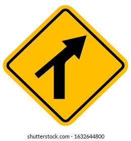 Y intersect curve traffic sign. Yellow diamond board. Perfect for backgrounds, backdrop, sticker, sign, symbol, label, poster, banner, notice etc.