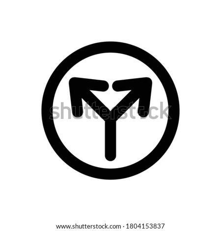 Y Intersection Arrows icon outline vector. isolated on white background