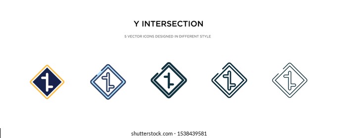 y intersection icon in different style vector illustration. two colored and black y intersection vector icons designed in filled, outline, line and stroke style can be used for web, mobile, ui