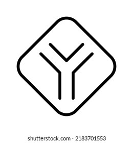 Y Intersection Icon. Line Art Style Design Isolated On White Background