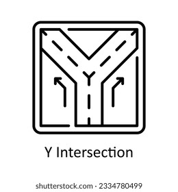 Y Intersection Outline Icon Design illustration. Map and Navigation Symbol on White background EPS 10 File