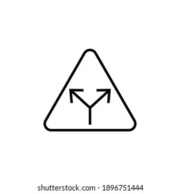 Y Intersection Right Traffic Sign Vector  in flat black line style, isolated on white background