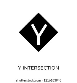 Y intersection sign icon. Y intersection sign symbol design from Traffic signs collection. Simple element vector illustration on white background.