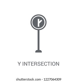 Y intersection sign icon. Trendy Y intersection sign logo concept on white background from Traffic Signs collection. Suitable for use on web apps, mobile apps and print media.