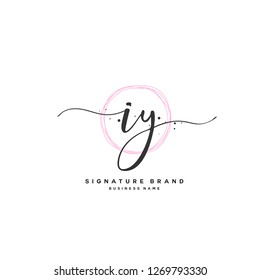 I Y IY Initial letter handwriting and  signature logo.