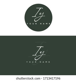 I Y IY Letra inicial manuscrita y logotipo de firma.	
