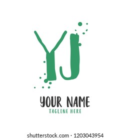 Y J Handwritten logo template